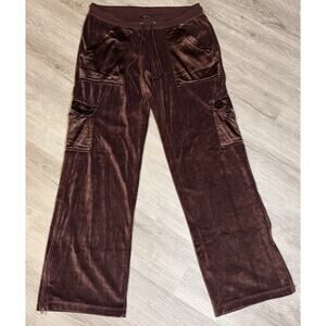 BCBGMAXAZRIA Velour Straight Leg Lounge Pant Y2K Women’s Size L Brown
